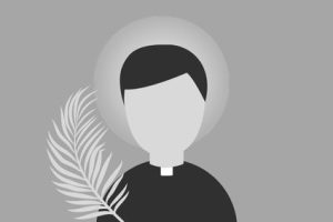 Kapłan/Diakon i męczennik -obrazek zastępczy pokazujący kapłana z gałązką palmową
