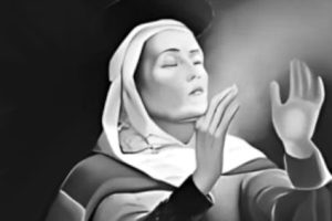 bł. Dorota z Mątowów Biało-czarne zbliżenie na twarz bł. Doroty z Mątowów