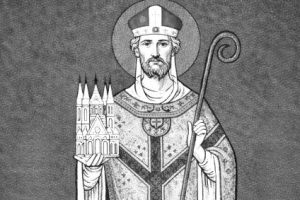 Biało-czarna ikona św. Eleuteriusza z Tournai