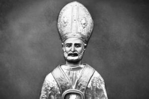 św. Weneriusz z Mediolanu Biało-czarne popiersie świętego Weneriusza, biskupa Mediolanu