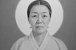 św. Agata Kim A-gi Biało-czarny portret św. Agaty Kim A-gi z Korei.