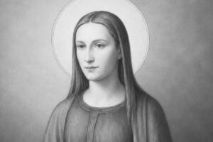 św. Digna z Kordoby Czarno-biały portret św. Digny z Kordoby