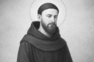 Biało-czarny portret św. Feliksa z Kordoby, mnicha z klasztoru w Tábanos