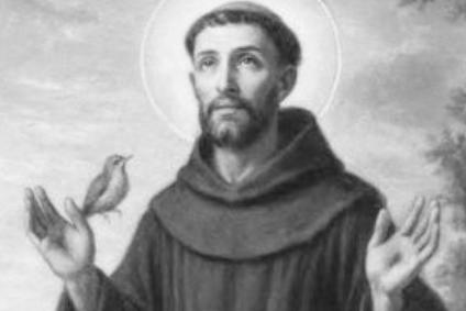 Św. Franciszek z Asyżu biało-czarny obrazek