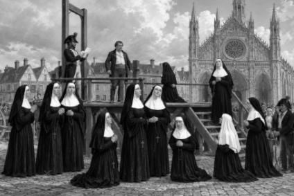 Błogosławione Męczennice z Valenciennes przed egzekucją.