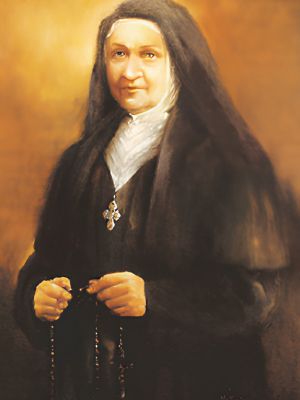 Bł. Celina Borzęcka, siostra zmartwychstanka z różańcem w dłoniach.